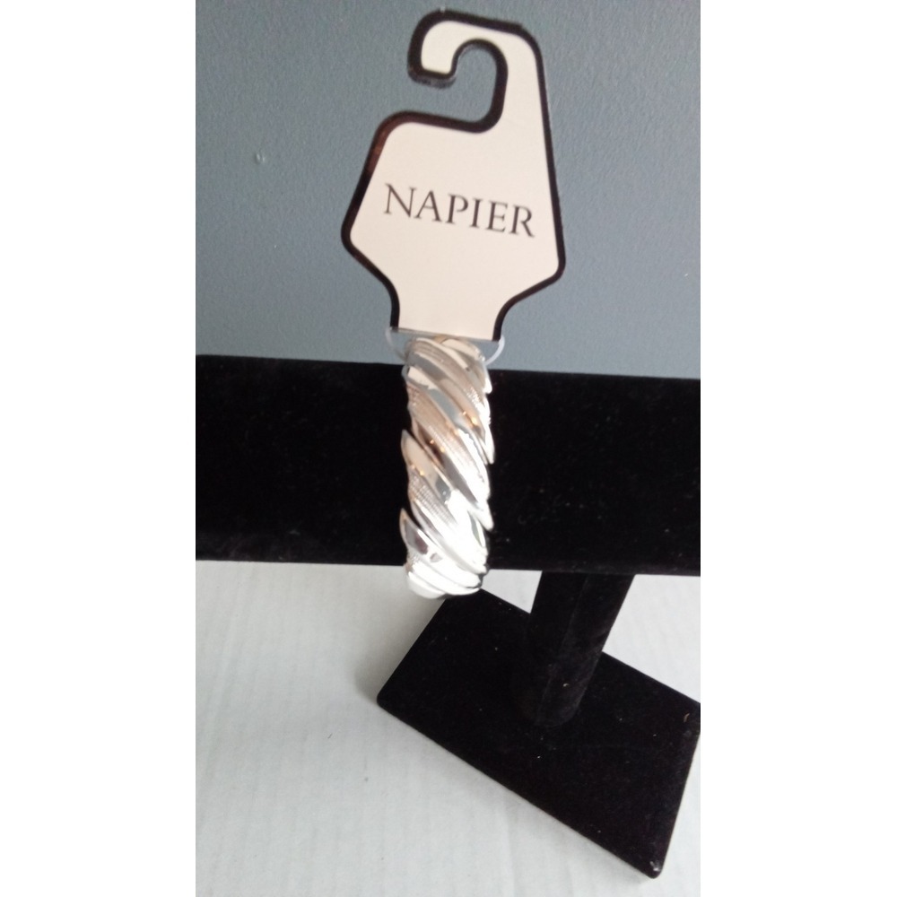 Napier Silver Tone Bangle Bracelet Twisted‎ Design Fashion Jewelry